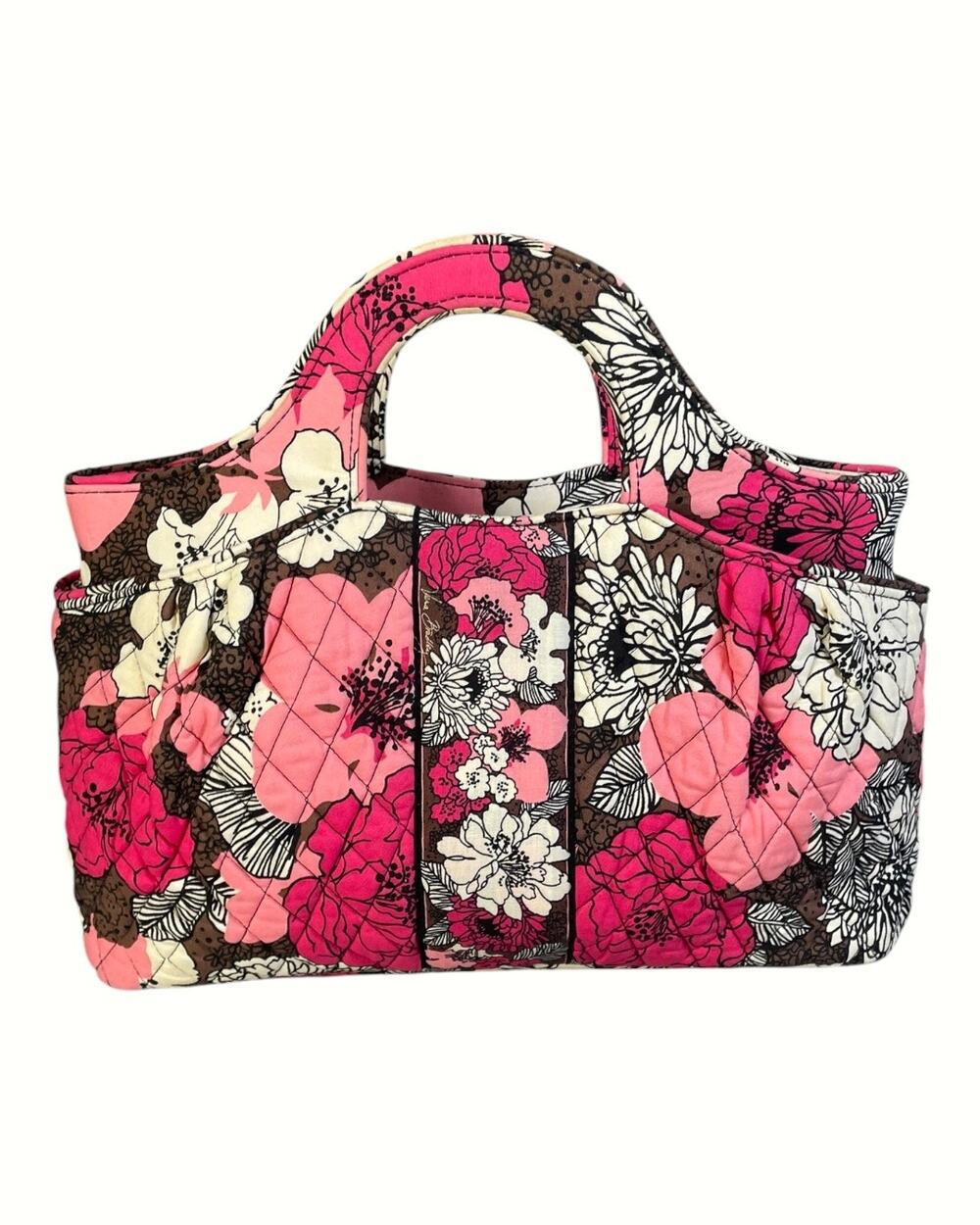 Vera Bradley Retired Mocha Rouge Pattern Abby Pink/Brown Floral Top Handle Bag